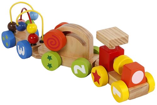 2-Play activité train junior 34,5 x 7,5 cm bois 3-pièces