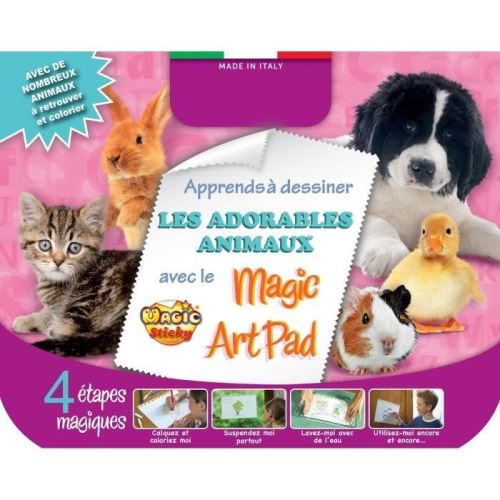 Magic sticky art pad animaux domestique avec 4 stylos