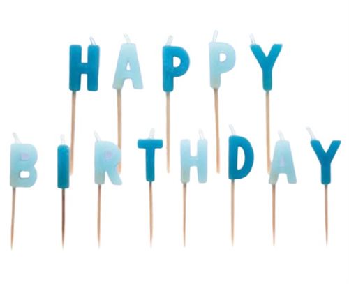 Amscan bougies d'anniversaire Happy Birthday 7 cm bleu cire 13 pièces