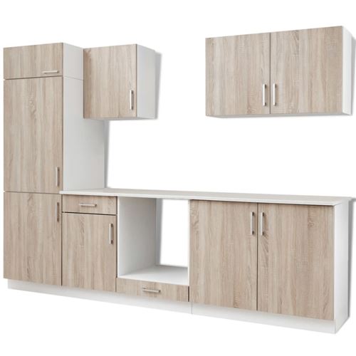 vidaXL Set de 7 meubles cuisine pour réfrégirateur (non fourni) chêne