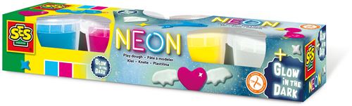 SES Creative set d'argile néon et lueur dans le noir junior 4x90gr