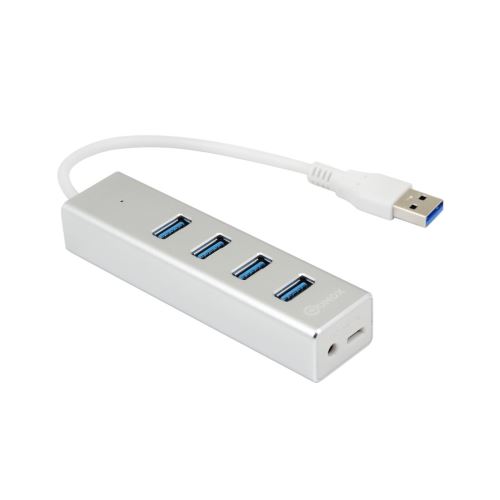 Qumox Hub USB 3.0 4 Ports haute vitesse 5Gbps en Aluminium pour PC Laptop Mac iMac MacBook Windows Mac OS X, et Linux systems argent