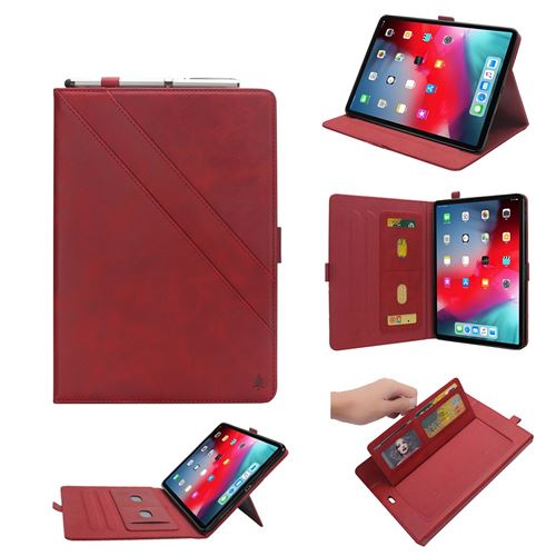 Etui en PU flip multi-slot rouge pour votre Apple iPad Pro 11-inch (2018)