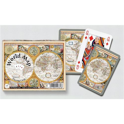 PIATNIK Coffret de 2 jeux de cartes WORLD MAP Multicolore