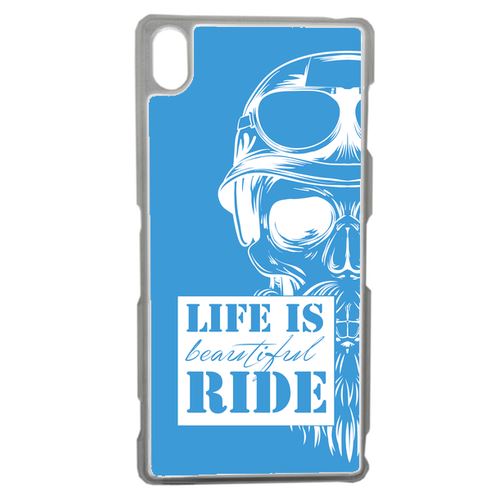 Coque Life Is Beautiful Ride Fond Bleu Compatible Sony Z3 Transparent
