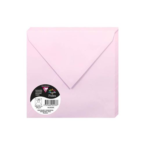 Lot de 20 enveloppes 165 x 165 - POLLEN - 120g - Rose drag&eacute;e