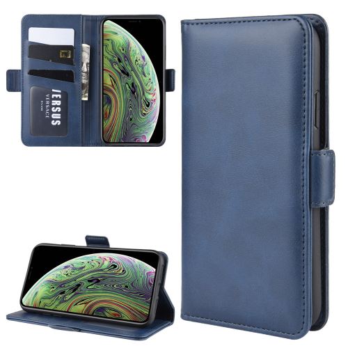 Etui coque en cuir Folio Portefeuille anti-choc pour Apple iPhone X / XS - Bleu