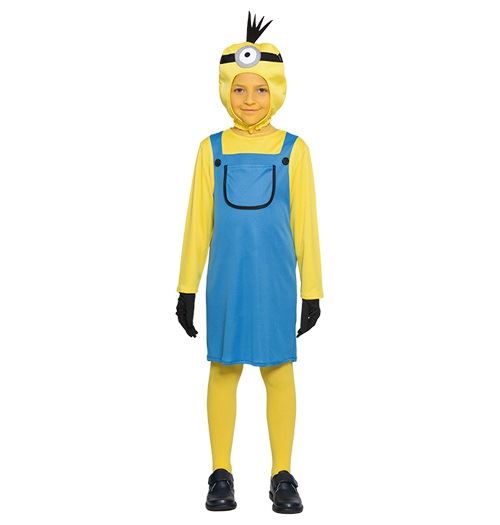 Déguisement minion fille 7-9 ans (robe, cagoule, gants)