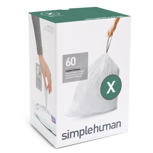 simplehuman Code X Sacs Poubelle Sur Mesure 3 Paquets x 20 (60 Sacs) Blanc