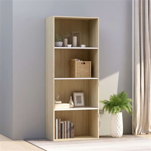 vidaXL Bibliothèque à 4 niveaux Blanc et chêne 60x30x151,5cm Aggloméré