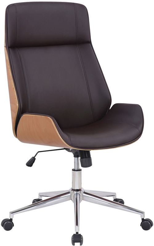 CLP Fauteuil de bureau Varel en similicuir avec coque de siège en bois  Nature / Marron