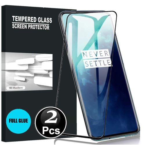 OnePlus 7T Pro Vitre protection d'ecran en verre trempé incassable protection integrale Full 3D Tempered Glass FULL GLUE - [X2-Noir]
