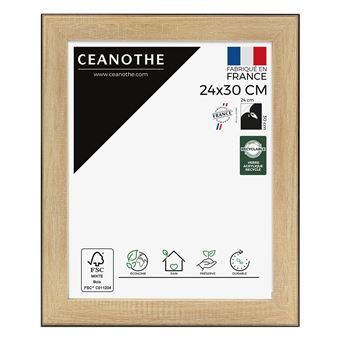 Cadre photo Newton bois noir 24x30 cm, en résine recyclée, verre acrylique incassable recyclé - Fabriqué en France