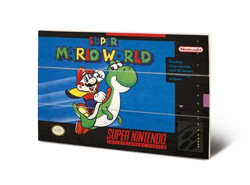 SUPER NINTENDO - Super Mario World - Impression sur bois 20x29.5