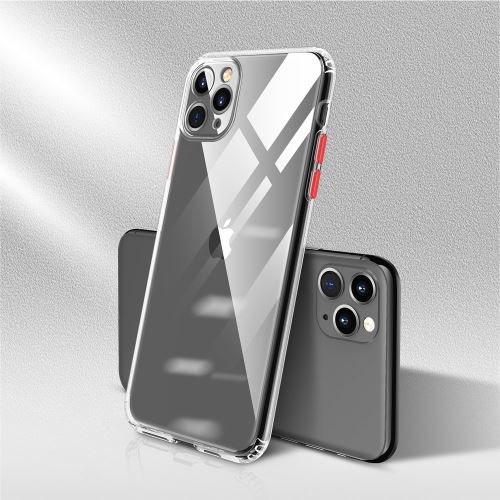 Coque en TPU clair antichoc souple bouton rouge pour votre Apple iPhone 11 Pro 5.8 pouces