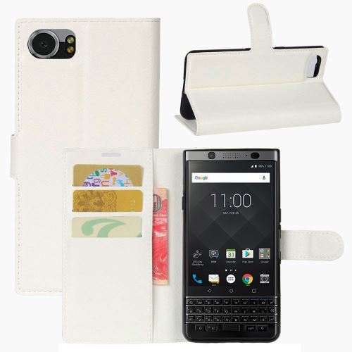 Etui Housse Portefeuille Pour Blackberry Keyone - Blanc