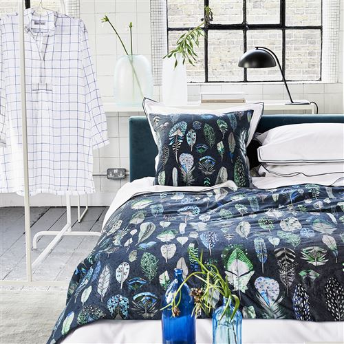 Designers Guild - Taie d'oreiller Quill en Percale de coton Bleu Cobalt - 50 x 75 cm
