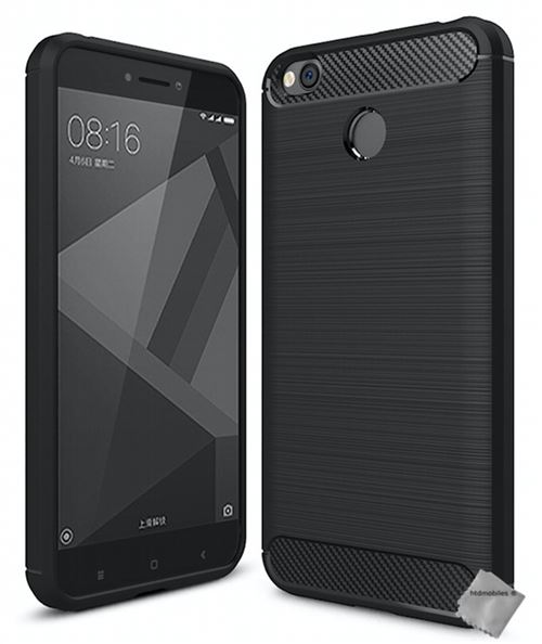 Housse etui coque silicone gel carbone pour Xiaomi Redmi 4X avec film ecran - NOIR