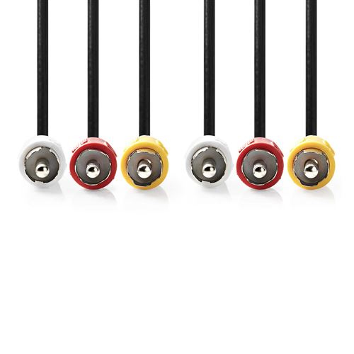 Câble vidéo composite 3x rca mâles - 3x rca mâles 1,0 m noir nedis