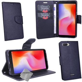 Housse etui coque pochette portefeuille pour Xiaomi Redmi 6A avec verre trempe NOIR NOIR Coque et etui telephone mobile Achat prix fnac