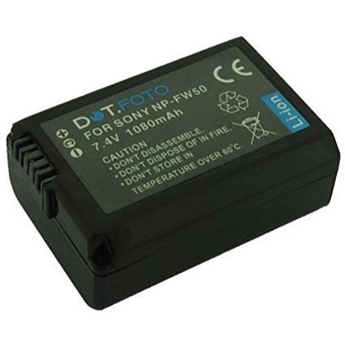 Dot.Foto Batterie de qualité pour Sony NP-FW50 avec Dot.Foto InfoChip - 7,4v / 1080mAh - Entièrement 100% compatibles - garantie de 2 ans [Pour la compatibilité voir la description]