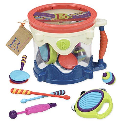 B. toys by Battat - B. Drumroll - Toy Drum Set (Includes 7 Percussion Instruments for Kids)
