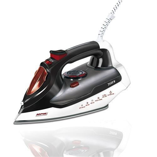 Fer à vapeur semelle céramique, vapeur verticale, Steam Knock, autonettoyant, MPM, MZE-17, 2600W, Blanc/Gris