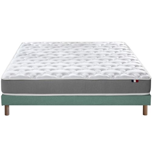 Ensemble matelas mousse ferme sommier vert 140x190