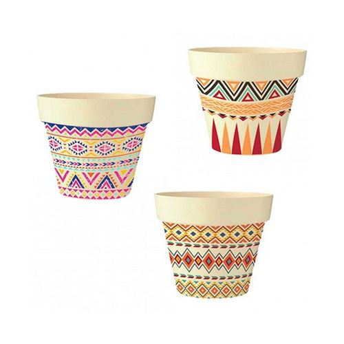 STC – Lot de 3 Pots de Fleurs en Bambou Ø 18,5 cm – Motif