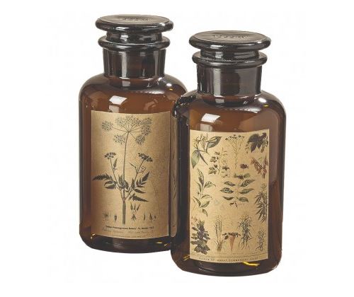 Set de 2 Flacons d'Apothicaire Décoratifs en Verre - 22cm