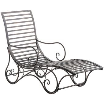 Chaise longue pour jardin Amiens en fer forgé , Bronze - 1