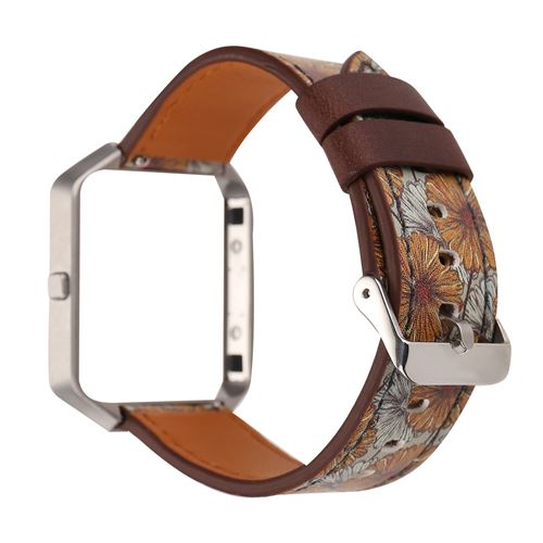 Bracelet en cuir vintage avec coque de protection pour Fitbit Blaze - Multicolore #2