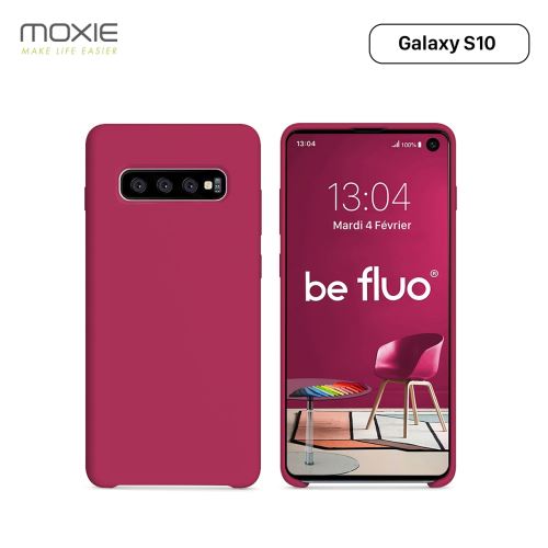 Coque Galaxy S10 Moxie BeFluo® Coque Silicone Liquide Fine et Légère, Anti-chocs et Anti-rayures - Framboise