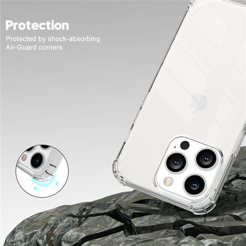 Coque pour iPhone 15 Pro Max Silicone Transparent + 2 Vitres Verre Trempé  et 2 Protections Caméra Arrière