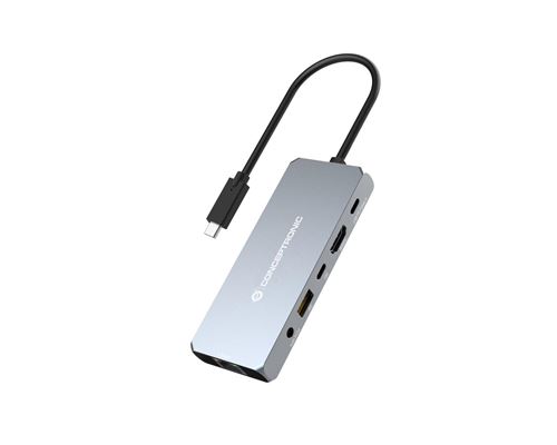 Dock USB-C Conceptronic DONN22G 8K HDMI 2.1 2xUSB-C 100W Ethernet RJ45 Gris - Image 5