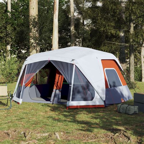 vidaXL Familienzelt mit LED 10 Personen Hellgrau Orange Quick Release