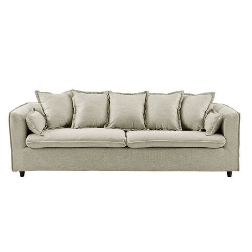 Canape 3 places avec coussin - Tissu Beige - L 210 x P 83 x H 78 cm - VENICE