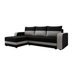 Harvey - Canapé d'angle réversible 4 places convertible avec coffre en tissu bicolore - Noir / Gris