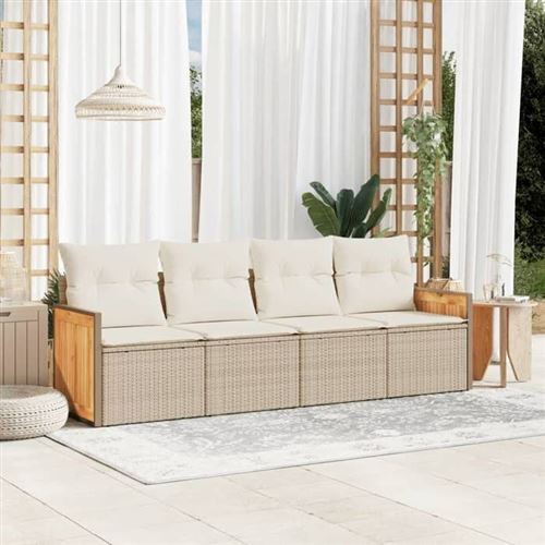 Salon de jardin modulable resine tressee beige 4 pieces x 59 x 69 4 personnes