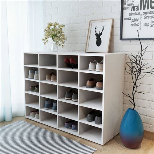 vidaXL Étagère à chaussures Aggloméré 92x30x67,5 cm Blanc