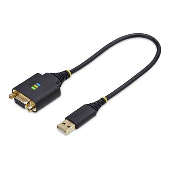 StarTech.com 1ft/30cm USB to Null Modem Serial Adapter Cable, FTDI, RS232 - Câble USB / série - USB (M) pour DB-9 (F) vissable - 30 cm - moulé, robuste - noir - 1