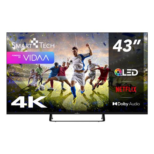 Smart Tech TV QLED 4K UHD 43' (109 cm) 43QV02V Vidaa TV 3xHDMI 2xUSB Dolby Audio HDR10
