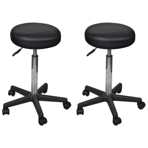 vidaXL 2 pcs Tabourets de bureau Noir 35,5x98 cm Similicuir