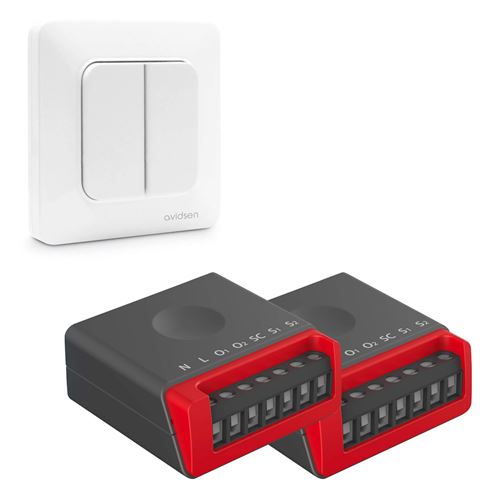 Kit interrupteur double sans fil ET sans pile EnOcean avec module 2 voies -