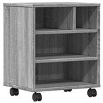 Support d'imprimante - vidaXL - 840623 - Gris sonoma - 41x32x48 cm - Avec roulettes