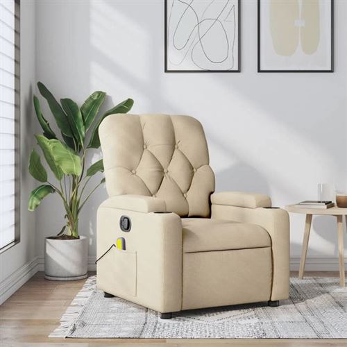 Vidaxl Fauteuil De Massage, Relaxation Tissu Crème - Image 2