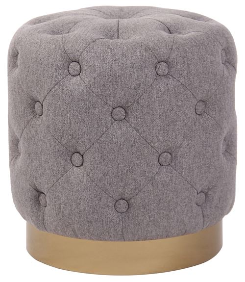 Tabouret bas Repose-pieds Naila dans le style Chesterfield , Gris/Tissu
