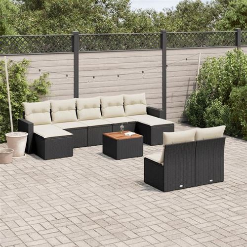 Salon de jardin modulable GENERIQUE 9 personnes 10 pieces noir 62 x 55 x 69 cm resine tressee