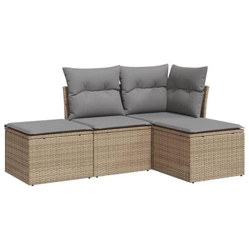 Non Communiqué Beige Salon De Jardin Vidaxl Avec Coussins 4 Pcs Résine Tressée