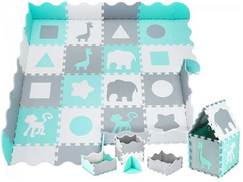 Moby-System Tapis de Puzzle en Mousse EVA pour Bébé 150 x 150 x 1 cm - Grand Tapis de Jeu avec Rebord sans Odeur & Polluants - Vert